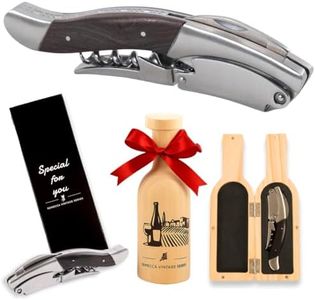 Semecca® Corkscrew Wine Opener, Waiter's Corkscrew, Double Stage, The perfect Wine Opener and Wine key, Wine Bottle Shaped Wooden Box, Gift for Wine Lovers (Ebony Wood)