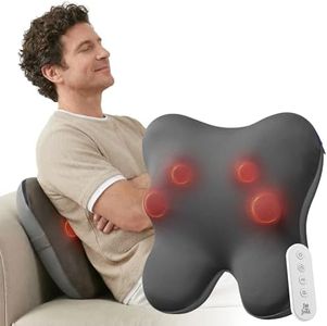 BOB AND BRAD Back Massager with Heat and Remote, EZBack Plus Neck Massager for Deep Tissue, Electric Shiatsu 3D Kneading Massage Pillow with 3 Level for Neck, Back, Shoulders, Ideal Gifts