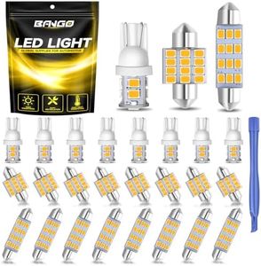 BANGO 24 Pieces Car LED Interior Bulb, Upgraded 500% Super Bright Dome Map Light 194 T10 DE3175 578 31mm 42mm Interior Replacement Lights Kit for License Plate Side Marker Trunk Light - Amber