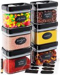 Airtight Food Storage Container Set - Set of 6 (1L), All Same Size, Includes Labels & Marker - Kitchen & Pantry Organization Dry Food Containers, BPA-Free - Clear Plastic Canisters with Improved Lids