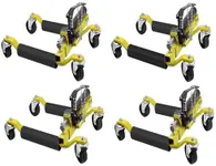 GarveeTech 4 Pcs Car Wheel Dolly with Hydraulic Tire Jack, 1500 LBS Capacity Trailer Dolly for Vehicle Positioning for Truck RV Trailer, Yellow