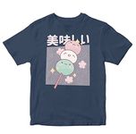 Heybroh Kids T-Shirt Kawaii Mochis - Food 100% Cotton Boy's Girl's Regular Fit Unisex T-Shirt (Navy Blue; 7-8 Years)