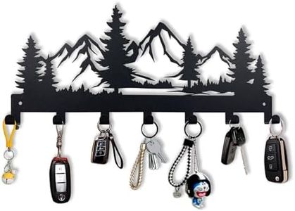 Metal Key Holder, Wall Mounted Key Hooks, Key Holder for Wall, Key Organizer Rack with 7 Hooks, Key Hanger Decor for Kitchen, Entryway, Hallway, Bedroom, Doorway (Mountain)