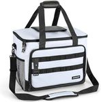 ZAKEEP Soft Cooler Bag, Large Leakproof Beach Cooler, 30 Cans Collapsible Cooler with Adjustable Shoulder Straps, Ice Chest, Portable Insulated Bag Camping Cooler for Travel＆Camping＆Picnic, White