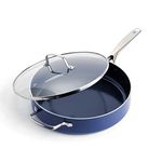 Blue Diamond Cookware Diamond Infused Ceramic Nonstick 28cm/4.3 Litre Sauté Pan with Lid, Non Stick Aluminium Pan, Induction, Oven & Dishwasher Safe Cookware, Blue