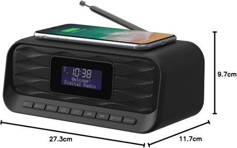 Groov-e Zeus DAB/FM Clock Radio – Bluetooth, Wireless & USB Charging, Dual Alarm, 60 Presets, Black