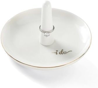 HOME SMILE I Do Ring Holder,Engagement Engaged Wedding Bridal Gifts for Newly Engaged Friend,Daughter, Sister,Newlyweds,BFF,Ceramic White