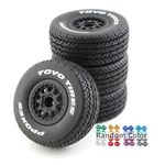 Chanmoo 1/10 RC Short Course Truck Wheels and Tires with 12mm Hex 1:10 Scale Off Road Tyres for 1/10 RC Off-Road Car Traxxas TRX4 Slash Arrma Losi Tenacity Vkar 10sc Hpi RC Buggy Car 4PCS (D Tires)