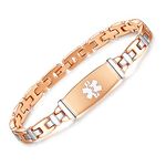 Fashion Lady Stainless steel Medical Alert id Bracelets with Free Engraving, 6 5 inch, Stainless Steel