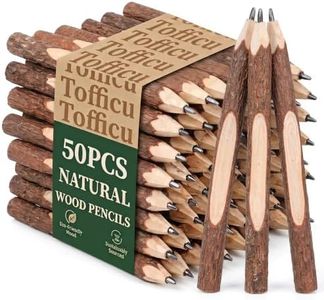 Tofficu 50 Pcs Wooden Pencil, Wood Graphite Wooden Tree Rustic Twig Pencils for Kids, Tree Bark Pencils, Woodland Baby Shower Decorations Log Short Drawing Tool Child