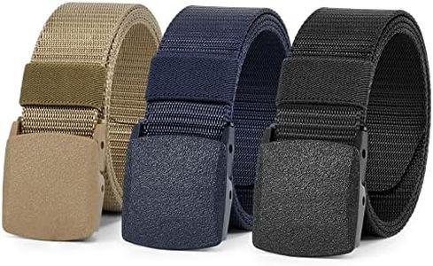 WERFORU Nylon Belt for Men 3 Pack Military Tactical Belt Canvas Outdoor Web Belt with Plastic Buckle