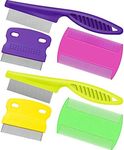 6 Pieces Pet Lice Combs Dog Grooming Flea Comb Cat Tear Stain Comb for Removal Dandruff, Hair Stain, Nit (Pink, Green, Purple, Yellow)