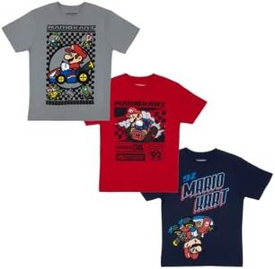 Nintendo Boys T-Shirt 3-Pack Bundle (Mario Kart, Size 8)