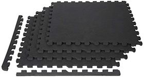 Amazon Brand - Symactive 12 mm Kids Interlocking Puzzle Exercise Mat with EVA Foam Interlocking Tiles (Set of 4, Each Tile Size 2 x 2 Ft, 12 mm thickness, Black)