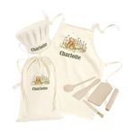 Hoolaroo Personalised Toddler Apron Baking Set for Kids Age 3-8 Chef Hat Utensils and Cooking Set Gift for Kids who Love to Master the Art of Baking