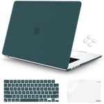 iCasso Compatible with MacBook Air 15 inch Case 2023 2024 M2 M3 Chip Model A2941 A3114, Hard Shell Case with Screen Protector TPU Keyboard Cover, Dark Green