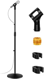 InnoGear Mic Stand, Microphone Stand Floor Detachable Boom Mic Arm Stands with Weighted Round Base, Height Adjustable from 34" to 60" for Blue Yeti HyperX QuadCast Shure SM58 Samson Q2U Fifine K669B