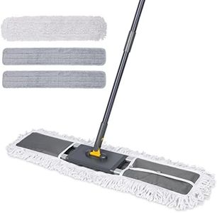 MASTERTOP Professional Industrial Dust Mop for Floor Cleaning with 3 Microfiber Mop Pads,Wet & Dry Commercial Flat Mop with Telescopic Long Aluminum Handle,Dust Broom for Hardwood,T iles,Office