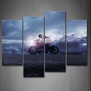 Blue Man Ride A Motorcycle Wall Art Painting Pictures Print On Canvas Car The Picture for Home Modern Decoration