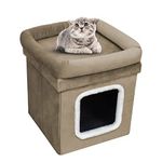 HomeHarmony® Cat Pet House Foldable Easy To Assemble Velvet Pet Kennel Bed Cosy Soft Warm Comfortable With Lid Size 38cm x 38cm x 40cm (Mink)