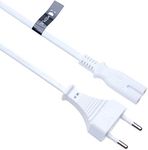 2 Pin Power Connection Cable ABB Figure 8 Cable Compatible with HP Photosmart 5510/5520/6520 Printer EU Euro Wall Cable (3 m White)