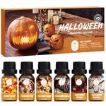 SoulOrigin Halloween Essential Oils Set, Fragrance Oil Set for Oil Diffusers, Soap Making Scents 6x10ml - Caramel Apples, Pumpkin Pie, Candy Corn, Halloween Cookies, Chocolate Bars, Popcorn Balls