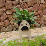 Suitchoi Pug Gifts for Pug Lovers, Pug Decor Birthday or Christmas, Pug Dog Planter Plant Pot, Cute Animal Dog Flower Pots for Outdoor Garden, Pug Shape Plant Container Holder Small Pug