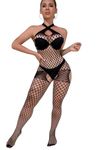 mom&myaboys Nightclub Partyt Sexy Mesh Bodydoll Smock Lingerie for Women Fishnet Bodystocking exotic outfits for strippers (black)