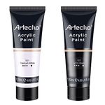 Artecho Professional Acrylic Paint Set, Titanium White and Black ( 120ml / 4.05oz ) Tubes, Art Craft Paints for Canvas Painting, Rock, Stone, Wood, Fabric, Art Supplies for Professional Artists, Adults, Students, Kids