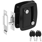 PAULINN RV Travel Trailer Entry Door Lock Black w/Paddle Deadbolt, 100% Metal Camper Door Latch Handle Zinc Alloy RV Door Lock Replacement, 4 Keys, Not Key Alike