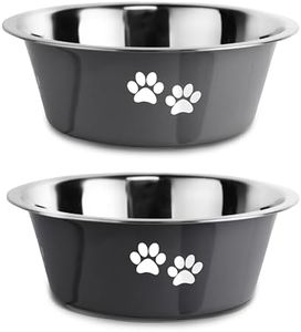 Stainless Steel Dog Bowls, Nonslip Rubber Bottom No Spill Proof Skid Metal Insulated Dog Bowls for Large Medium Small Breed Dogs (Grey, 8.5 Cups/71 OZ)