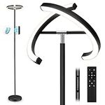 FIMEI Split Designed Floor Lamp, Modern Bright LED Standing Light, Stepless Dimmable and 3000K-6000K, Eye-Protection Standing Lamp for Living Room Bedroom Office Home, Touch&Remote Control, Black