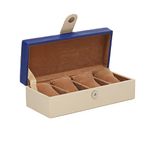 Leather World Watch Box Holder Organizer Case in 4 Slots of Watches for Men and Women with Transparent Display (4 Blue P)