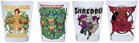 Teenage Mutant Ninja Turtles NT031SG7 Friends and Villains 1.5 oz. Mini Glass Set, 4-Pack, Multicolor