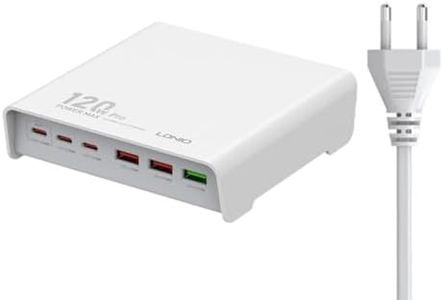 INICIO 120W USB-C 6 Port Charging Station, 3 Type C + 3 USB, 65W PD Fast Charger for MacBook Pro Air iPad Pro M4 XPS 13/15 HP Spectre iPhone 15 14 13 Galaxy S24 S23 Ultra Pixel 8 7 etc [White]