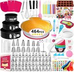 Cake Decorating Supplies,464 pcs Cake Decorating Kit with Non-Slip Pans Cake Turntable, Cake Pans, Cake Decorating Tools, Muffin Cups, Baking Supplies and Baking Set for Beginners and Cake Lovers