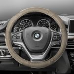 FH Group FH2002SOLIDBEIGE Universal Fit Deluxe Full Grain Authentic Leather Solid Beige Steering Wheel Cover fits Most Cars, SUVs, and Trucks