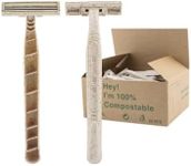 Eco-Friendly Razor | Disposable | Recycled Material | Men & Women Shaving Razor | Twin Blade | Biodegradable Wheat Straw, 50 Count (Pack of 1)