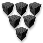 YGM Acoustic Foams® Turbo Acoustic Panels, 12" X 12" X 2", 50 Density Soundproofing Studio Noise, Echo Reduction and Absorption Panels, 3D Structure (Charcoal Black) (Set of 48)