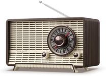 YOWGUIF AM FM Radio Classic Retro Wood Table Radio Bluetooth Speakers Radios Plug-in Wall with Rotary Knob Great for Home, Office
