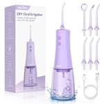 350mL/12oz Water Flosser with 3 Modes 6 Jet Tips,Dental Oral Irrigator USB Rechargeable Cordless Water Dental Picks for Teeth Cleaning,IPX7 Waterproof,for Home and Travel for Oral Care(Purple)