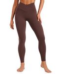 CRZ YOGA Women's Butterluxe Cross Waist Workout Leggings 28" - Crossover High Waisted Gym Lounge Yoga Leggings Taupe 10