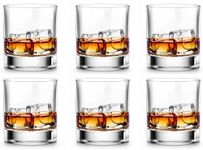 LUXU Whiskey Glasses-Premium 11 Ounces Scotch Glasses Set Of 6 /Old Fashioned Whiskey Glasses/ For Scotch Lovers/Style Glassware For Bourbon/Rum Glasses/Bar Whiskey Glasses,Clear