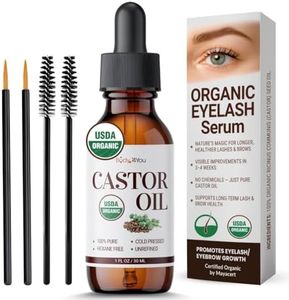 BodyJ4You Organic Castor Oil for Hair Growth: Natural Serum for Eyelashes and Eyebrows - Glass Bottle 1 Fl Oz