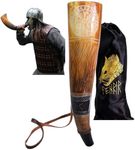 Fenrir Viking War Blowing Horn 18 Inch | Authentic Ox Horn Battle Trumpet With Leather Strap | Norse Medieval Style | Home Decor Accessories | Unique Gifts for Men | Jarl & Compass Finish