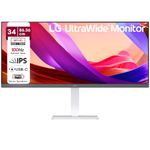LG 34U530A 86.36cm (34 Inch) UltraWide WFHD (2560x1080) IPS Monitor, Anti-Glare, HDR10, 3-Side Virtually Borderless, HDMI, DP, USB-C, Speakers, Tilt/Height/Swivel Adjustment Slim Stand (White)