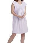 Miss Elaine Women's SilkyKnit Short Gown, Short Sleeves, Sleepwear, Lilac, Large