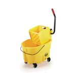 Rubbermaid FG748000YEL WaveBrake 26 QT Side-Press Bucket and Wringer, Yellow