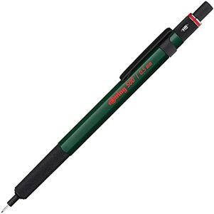 rOtring 500 Mechanical Pencil | 0.5mm HB Lead | Green hexagonal plastic barrel and non-slip textured metal grip