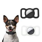 Air Tag Holder Tracking for Pet, Rainproof & Anti-scratch Case compatible with Apple Air Tag 2021,AirTag Dog Collar Tracker Accessories,2 Pack Black&White